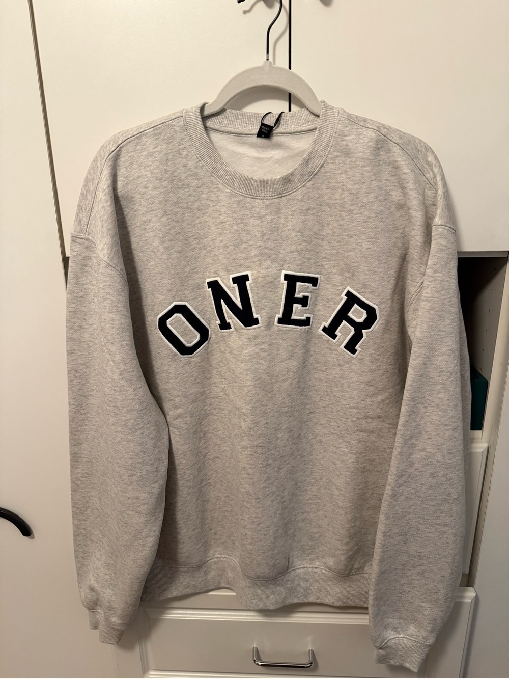 Oner Active Light Gray Crewneck Sweatshirt with Black Lettering